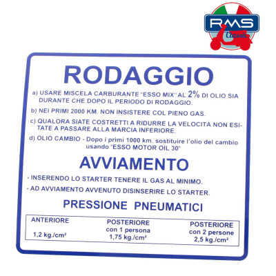 Štítek RMS 142721060 modrá "Rodaggio"