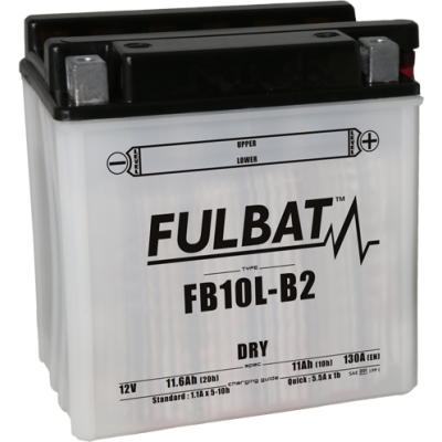 Konvenční motocyklová baterie FULBAT FB10L-B2  (YB10L-B2) Včetně balení kyseliny