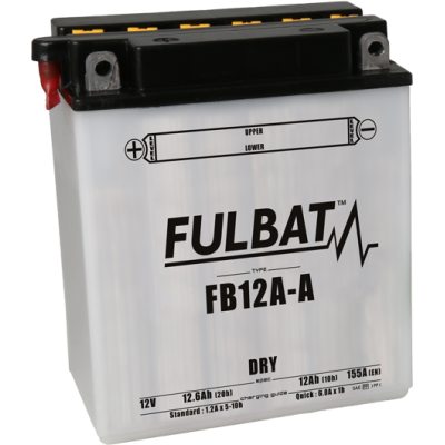 Konvenční motocyklová baterie FULBAT FB12A-A  (YB12A-A) Včetně balení kyseliny