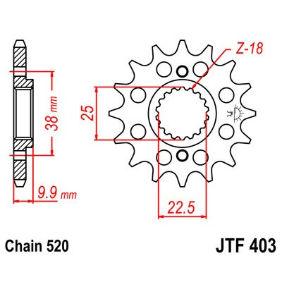 Řetězové kolečko JT JTF 403-14 14 zubů, 520