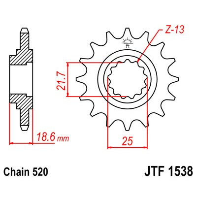 Řetězové kolečko JT JTF 1538-13 13 zubů, 520