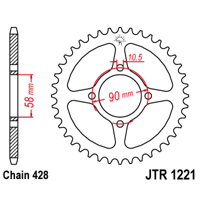 Řetězová rozeta JT JTR 1221-42 42 zubů, 428
