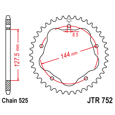 Řetězová rozeta JT JTR 752-36 36 zubů, 525