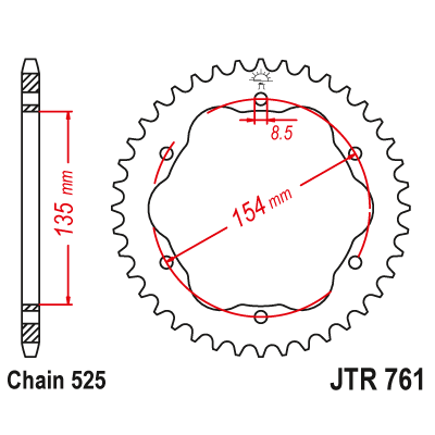 Řetězová rozeta JT JTR 761-38 38 zubů, 525