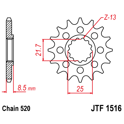 Řetězové kolečko JT JTF 1516-14 14 zubů, 520