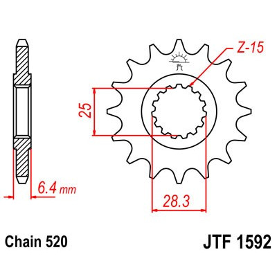 Řetězové kolečko JT JTF 1592-16 16 zubů, 520