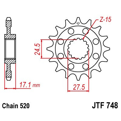 Řetězové kolečko JT JTF 748-14 14 zubů, 520