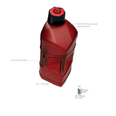 Kanystr POLISPORT PROOCTANE 10 l with standard cap + 100 ml mixer + hose průhledná červená