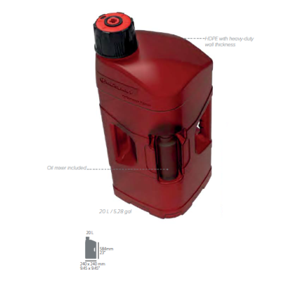Kanystr POLISPORT PROOCTANE 20 l with standard cap + 250 ml mixer + hose průhledná červená