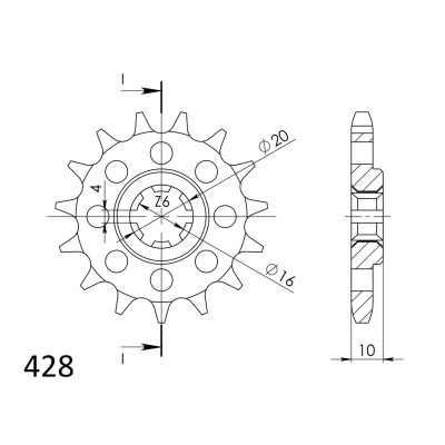 Řetězové kolečko SUPERSPROX CST-410:14 14 zubů, 428