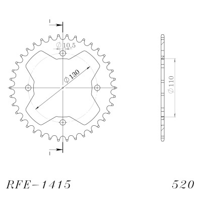 Řetězová rozeta SUPERSPROX RFE-1415:38-BLK černý 38 zubů, 520