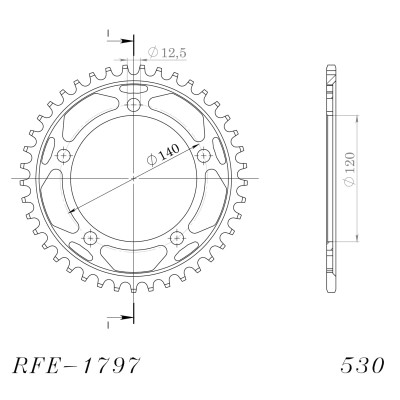 Řetězová rozeta SUPERSPROX RFE-1797:41-BLK černý 41 zubů, 530