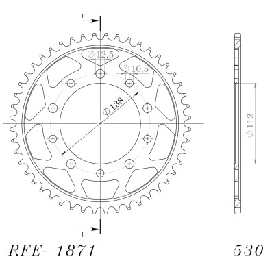 Řetězová rozeta SUPERSPROX RFE-1871:48-BLK černý 48 zubů, 530