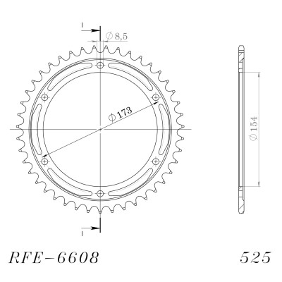 Řetězová rozeta SUPERSPROX RFE-6608:43-BLK černý 43 zubů, 525