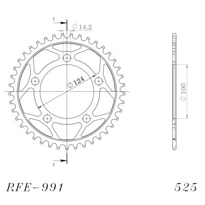 Řetězová rozeta SUPERSPROX RFE-991:43-BLK černý 43 zubů, 525