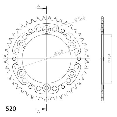 Rozeta SUPERSPROX STEALTH RST-1308:43-GLD zlatá 43 zubů, 520