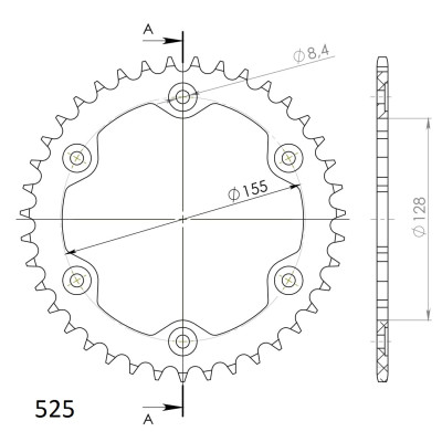 Hliníková řetězová rozeta SUPERSPROX RAL-613:39-ORG oranžová 39 zubů, 525
