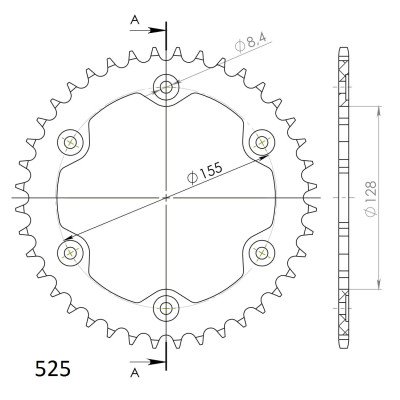 Hliníková řetězová rozeta SUPERSPROX RAL-613:40-ORG oranžová 40 zubů, 525