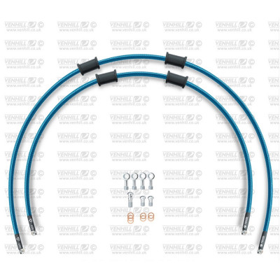 Hadice zadní brzdy Venhill POWERHOSEPLUS BMW-10002R-TB (2 hadice v sadě) průhledně modré hadice, chromové koncovky