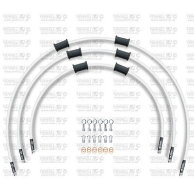 STANDARD Hadice přední brzdy sada Venhill POWERHOSEPLUS YAM-8002FS-WT (3 hadice v sadě) bílé hadice, nerezové koncovky