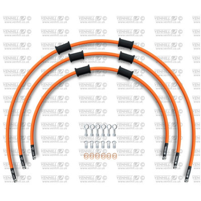 STANDARD Hadice přední brzdy sada Venhill POWERHOSEPLUS HON-5009F-OR (3 hadice v sadě) oranžové hadice, chromové koncovky