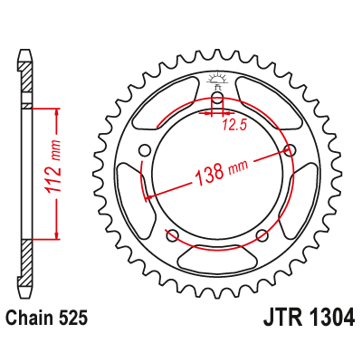 Řetězová rozeta JT JTR 1304-41ZBK 41 zubů, 525 Černý zinek