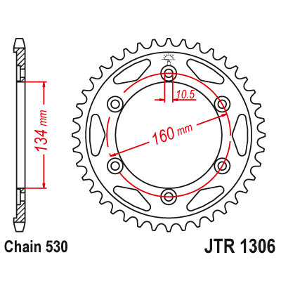 Řetězová rozeta JT JTR 1306-40ZBK 40 zubů, 530 Černý zinek