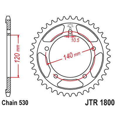 Řetězová rozeta JT JTR 1800-42ZBK 42 zubů, 530 Černý zinek