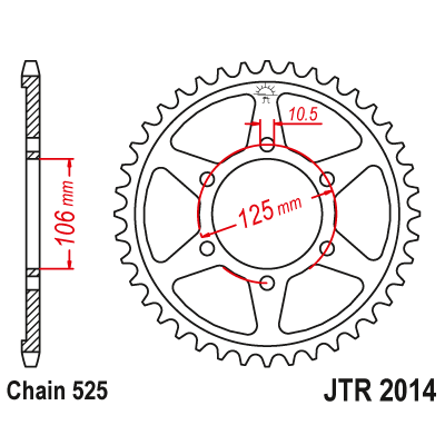 Řetězová rozeta JT JTR 2014-47ZBK 47 zubů, 525 Černý zinek