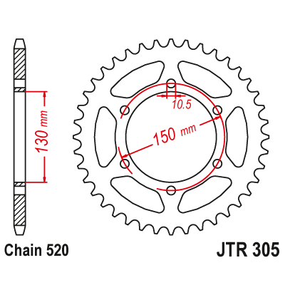 Řetězová rozeta JT JTR 305-46ZBK 46 zubů, 520 Černý zinek