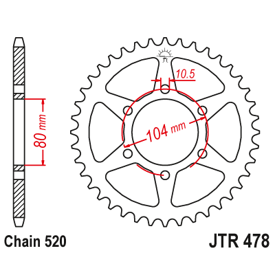 Řetězová rozeta JT JTR 478-45ZBK 45 zubů, 520 Černý zinek