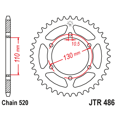 Řetězová rozeta JT JTR 486-42ZBK 42 zubů, 520 Černý zinek