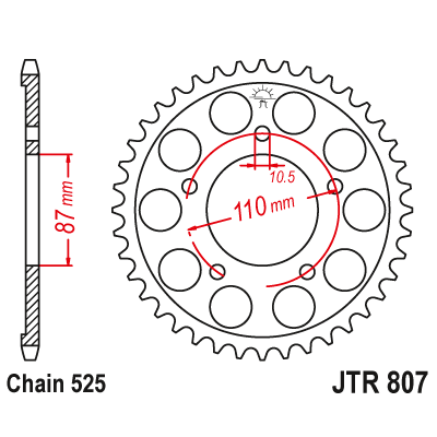 Řetězová rozeta JT JTR 807-48ZBK 48 zubů, 525 Černý zinek