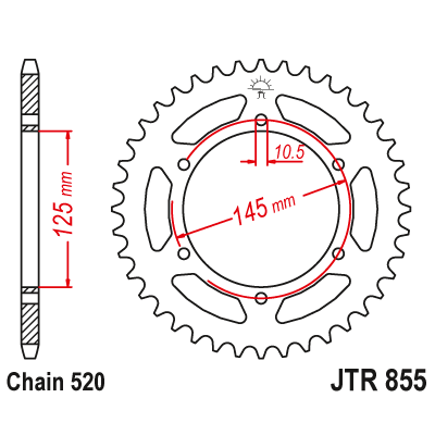 Řetězová rozeta JT JTR 855-48ZBK 48 zubů, 520 Černý zinek