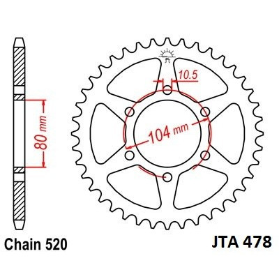 Hliníková řetězová rozeta JT JTA 478-40BLK 40 zubů, 520 černá