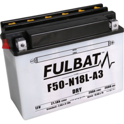 Konvenční motocyklová baterie FULBAT F50-N18L-A3 (Y50-N18L-A3) Včetně balení kyseliny