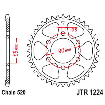 Řetězová rozeta JT JTR 1224-36 36 zubů, 520