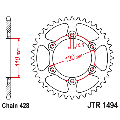 Řetězová rozeta JT JTR 1494-56 56 zubů, 428