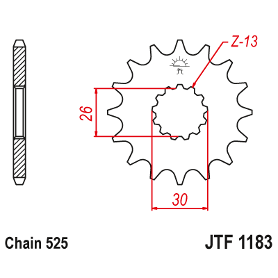 Řetězové kolečko JT JTF 1183-18RB 18 zubů, 525 pogumované