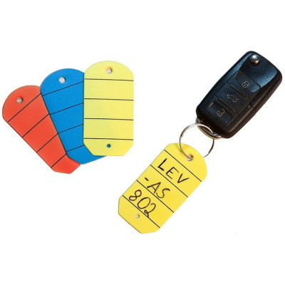 Klíčenky - visačky na klíče se štítkem a závěsným kroužkem, různé barvy, balení 200 ks