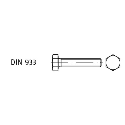 Šrouby 6hranné DIN 933, pozinkované, různé rozměry