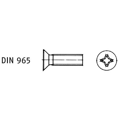 Šrouby zápustné, křížové DIN 965, pozinkované, různé rozměry