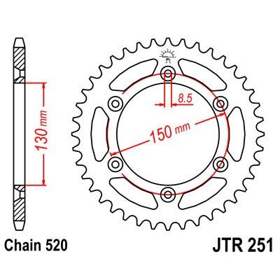 Řetězová rozeta JT JTR 251-48 48 zubů, 520