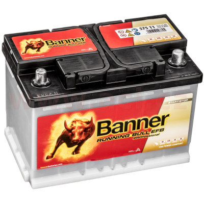 75Ah baterie, 700A, pravá BANNER Running Bull Professional EFB 278x175x190