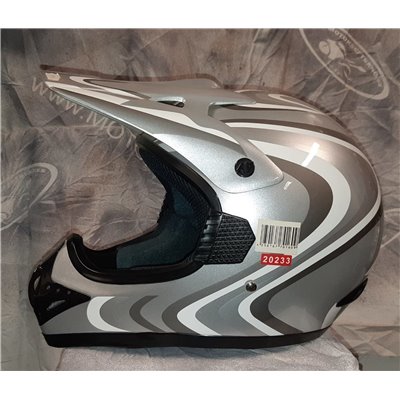 Motocyklová helma Cross AKIRA ISHIDO stříbrná M