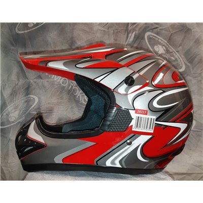Motocyklová helma Cross AKIRA ISHIDO červená M