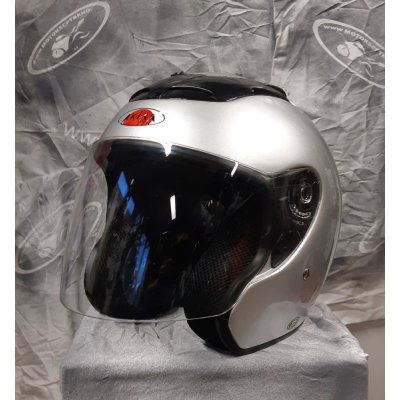 Motocyklová helma otevřená AKIRA TOKIO stříbrná XS
