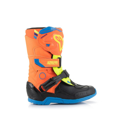 Boty TECH 3S KIDS, ALPINESTARS, dětské (oranžová fluo/modrá/žlutá fluo/černá, vel. 28)