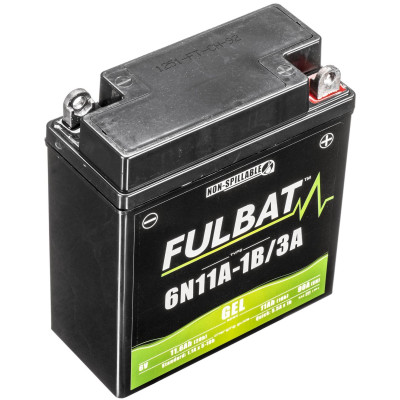 Baterie 6V, 6N11A-1B/3A GEL, 11Ah, 90A, bezúdržbová GEL technologie 121x58x130 FULBAT (aktivovaná ve výrobě)