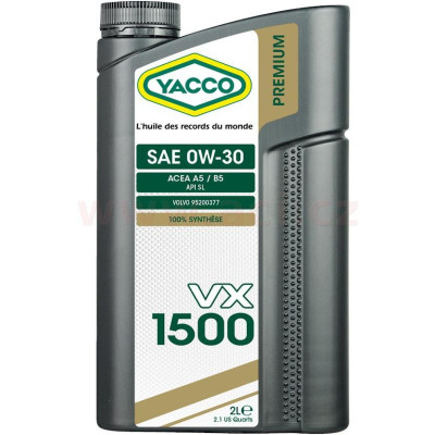 Motorový olej YACCO VX 1500 0W30, 2 L